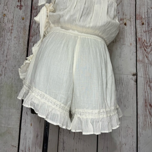 FREE PEOPLE Feelin' Fancy Romper Feminine Ethereal Ruffles Ivory Medium NWT - Picture 9 of 16